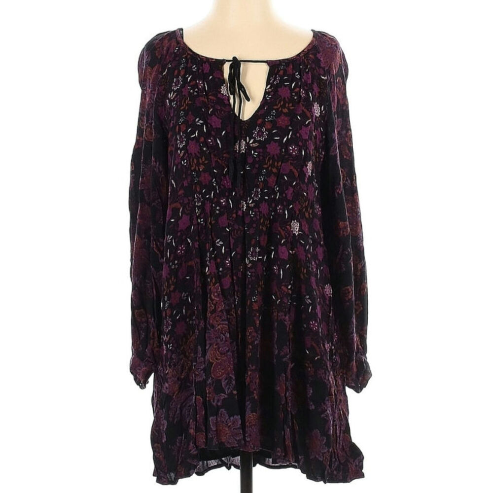 Free People Lucky Loosey Floral Goth Long Sleeve Mini Dress - Picture 3 of 6